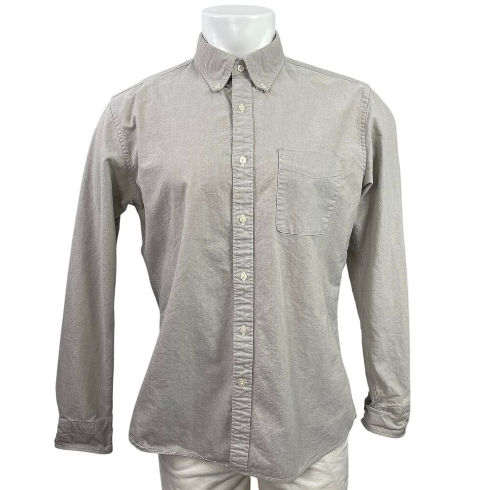 Uniqlo Men's Gray Chambray Long Sleeve Collared Casual Button Down Shirt Top L